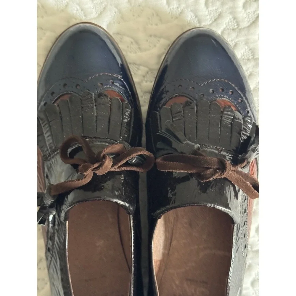 Wonders Talla Tri-Color Wingtip Patent Leather Tassel Loafers Size EU 38/US 7.5